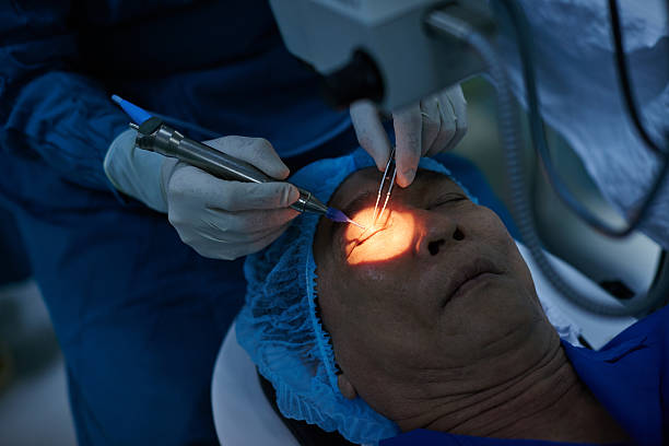 Close-up image of ophthalmologist ready to perform surgery Eye Hospital Aizawl